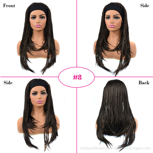 22 inches cheap braids synthetic wig heat resistant synthetic headband wig braided wigs for black women